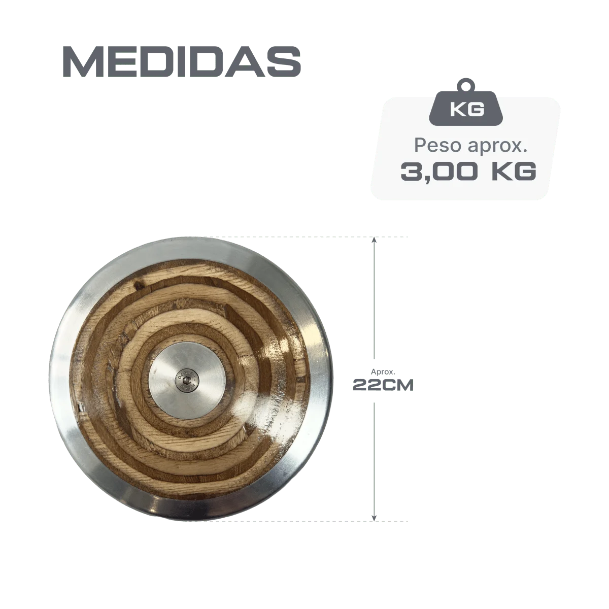 Disco de aço e madeira 3kg Pista e Campo