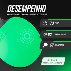 Kit 2 Raquetes de Tênis de Mesa com Bolsa e 3 Bolas Giant Dragon