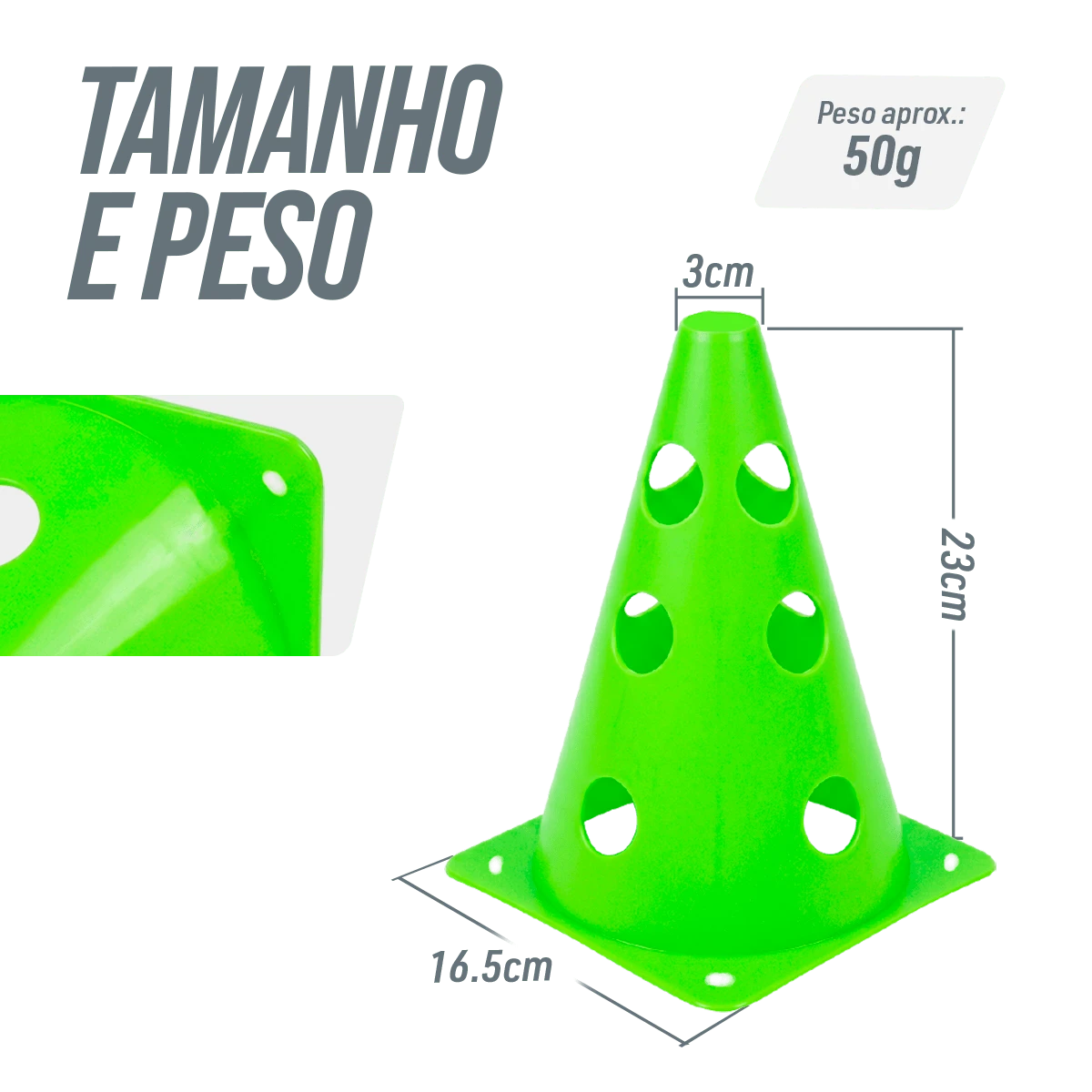 Cone Furado de sinalização de plástico 23cm Pista e Campo - Azul