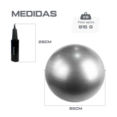 Bola Suíça Gym Ball 65cm Anti Estouro Envolst - Cinza