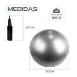 Bola Suíça Gym Ball 65cm Anti Estouro Envolst - Cinza