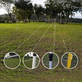 Kit de badminton com 04 raquetes de aço, 02 volantes, postes de aço e rede Pista e Campo