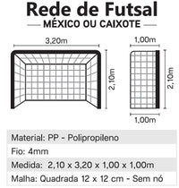 Rede oficial de futebol de salão (futsal) em polietileno malha quadrada sem nós Pista e Campo - Par