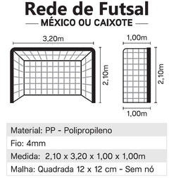 Rede oficial de futebol de salão (futsal) em polietileno malha quadrada sem nós Pista e Campo - Par