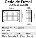 Rede oficial de futebol de salão (futsal) em polietileno malha quadrada sem nós Pista e Campo - Par