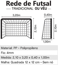 Rede oficial de futebol de salão (futsal) em polietileno malha quadrada sem nós Pista e Campo - Par