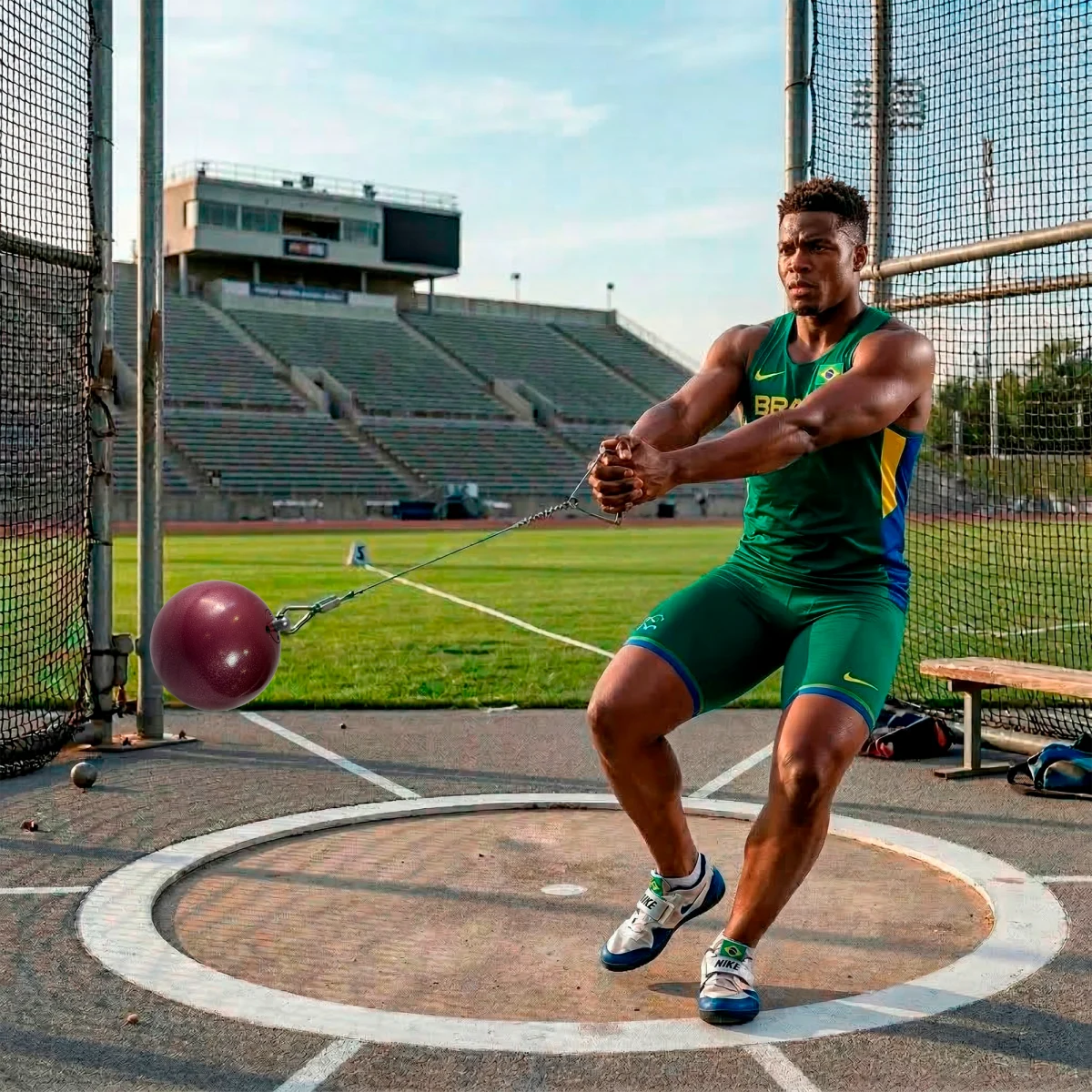 Martelo de atletismo de ferro 6,00kg Pista e Campo - com cabo e empunhadura