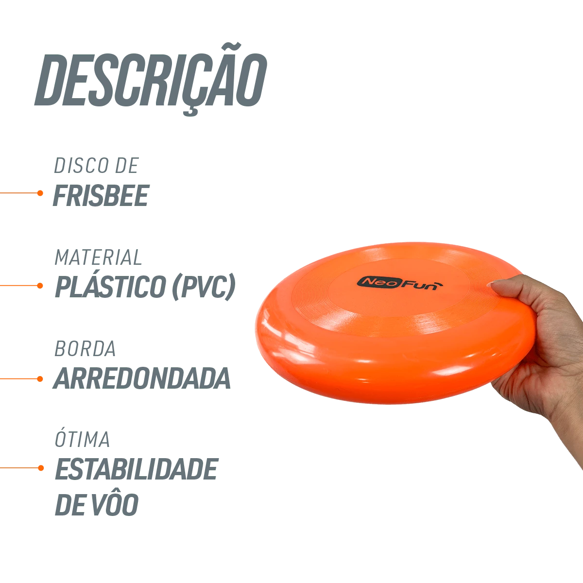 Frisbee de plástico macio  soft para recreação Neofun Laranja