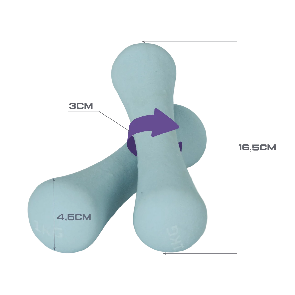 Conjunto 6 Halteres Neoprene 1, 2 e 3kg e Suporte Envolst