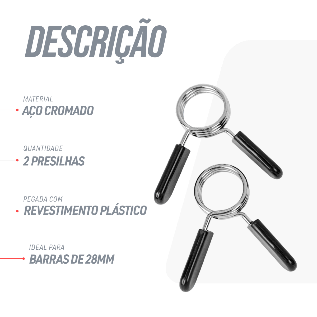 Par de Presilhas Grampo 28mm para Barra Musculação Envolst