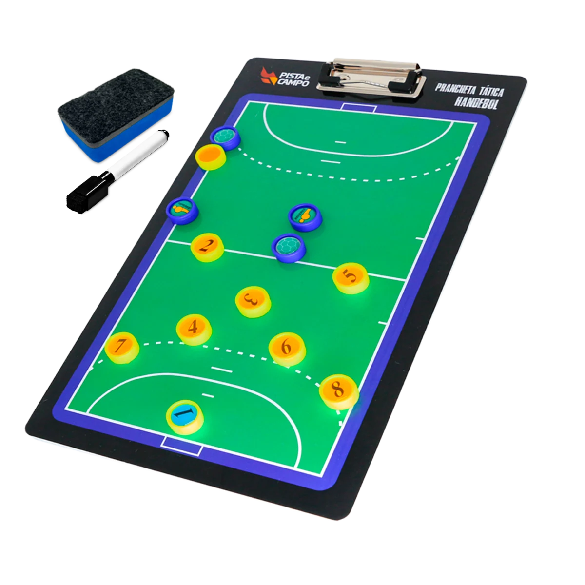 Prancheta tática magnética dupla face com caneta para treinamento de Handebol Pista e Campo