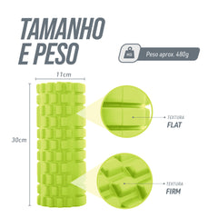 Rolo de massagem e liberação miofascial 30cmx11cm Pista e Campo - verde