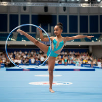 Arco de ginástica rítmica bambolê em espiral 60cm de diâmetro Gracios - Azul e Branco