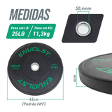 Anilha Olímpica Bumper para Crossfit e LPO 25Lb Envolst
