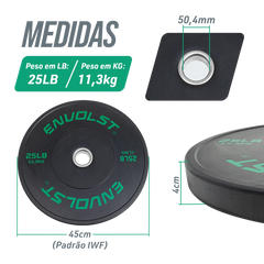 Anilha Olímpica Bumper para Crossfit e LPO 25Lb Envolst