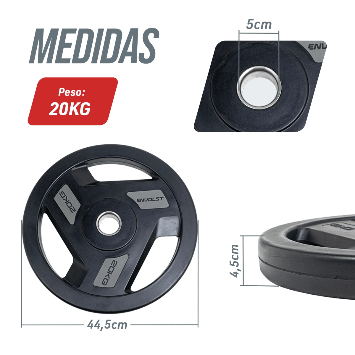 Kit 100kg Anilhas Olímpicas Profissionais Vulcanizadas Envolst