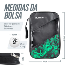 Kit 2 Raquetes de Tênis de Mesa com Bolsa e 3 Bolas Giant Dragon