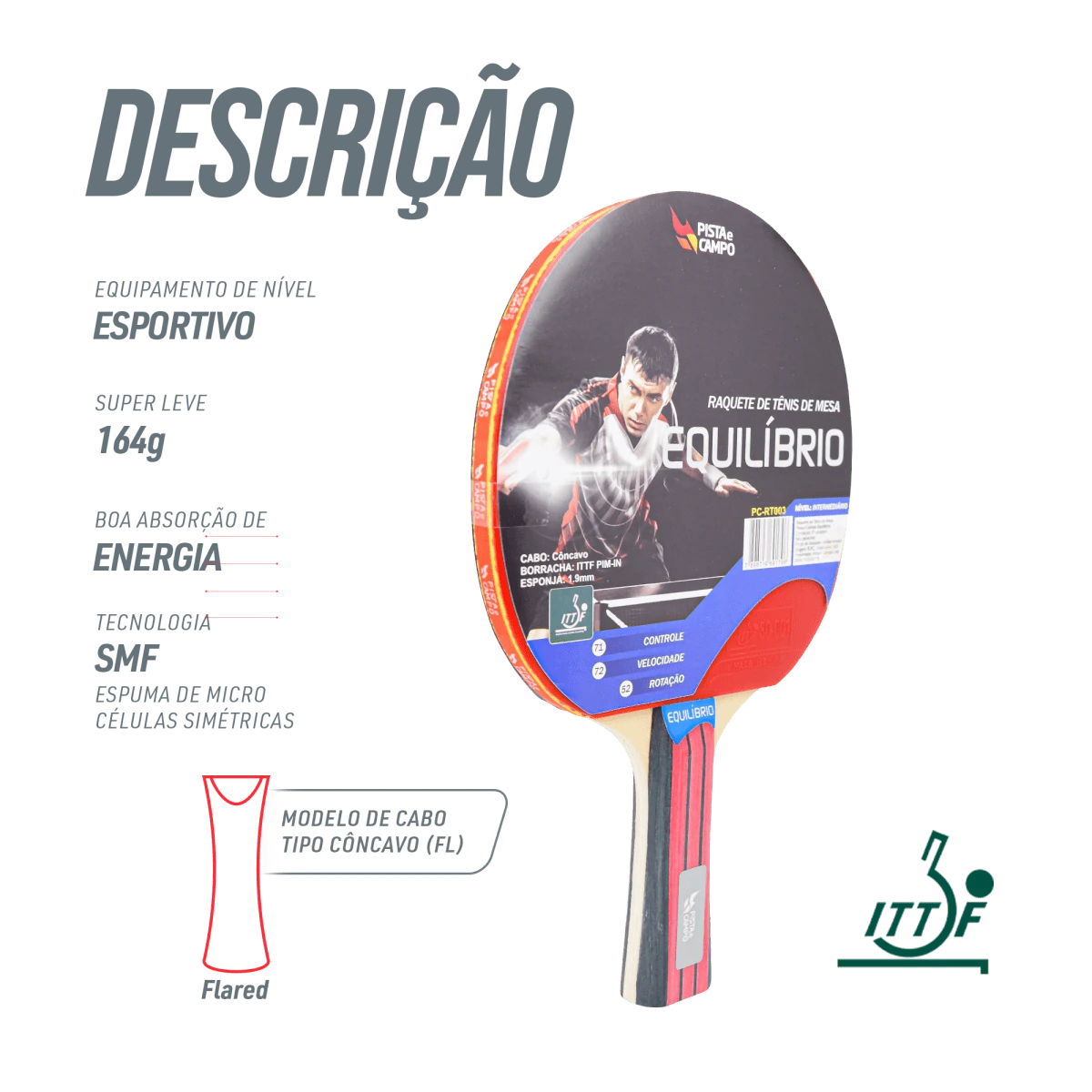Raquete de tênis de mesa Equilíbrio Pista e Campo