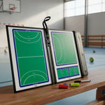 Prancheta tática magnética com caneta para treinamento de handebol Pista e Campo - Modelo pasta preta