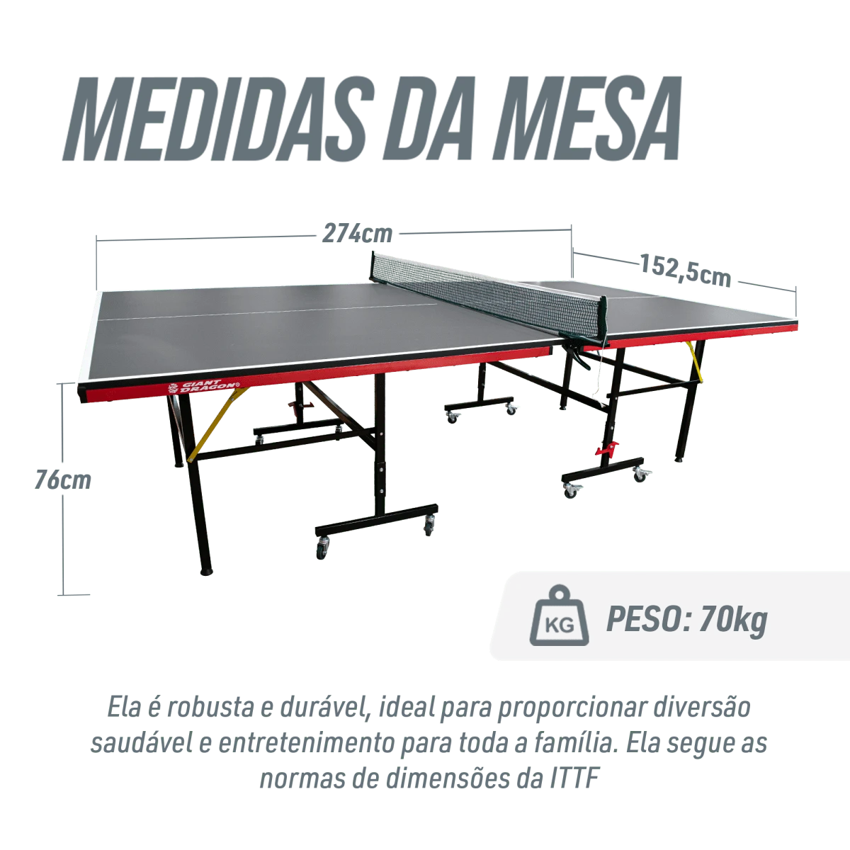 Mesa de tenis de mesa de aco e madeira azul com rede 6202-18MM