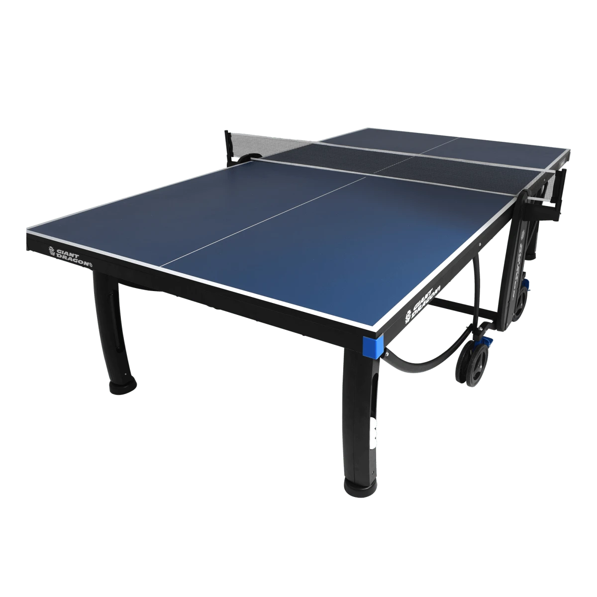 Mesa de tenis de mesa de aco e madeira azul rede e porta itens P8022