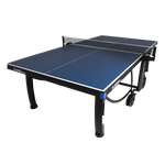 Mesa de tenis de mesa de aco e madeira azul rede e porta itens P8022