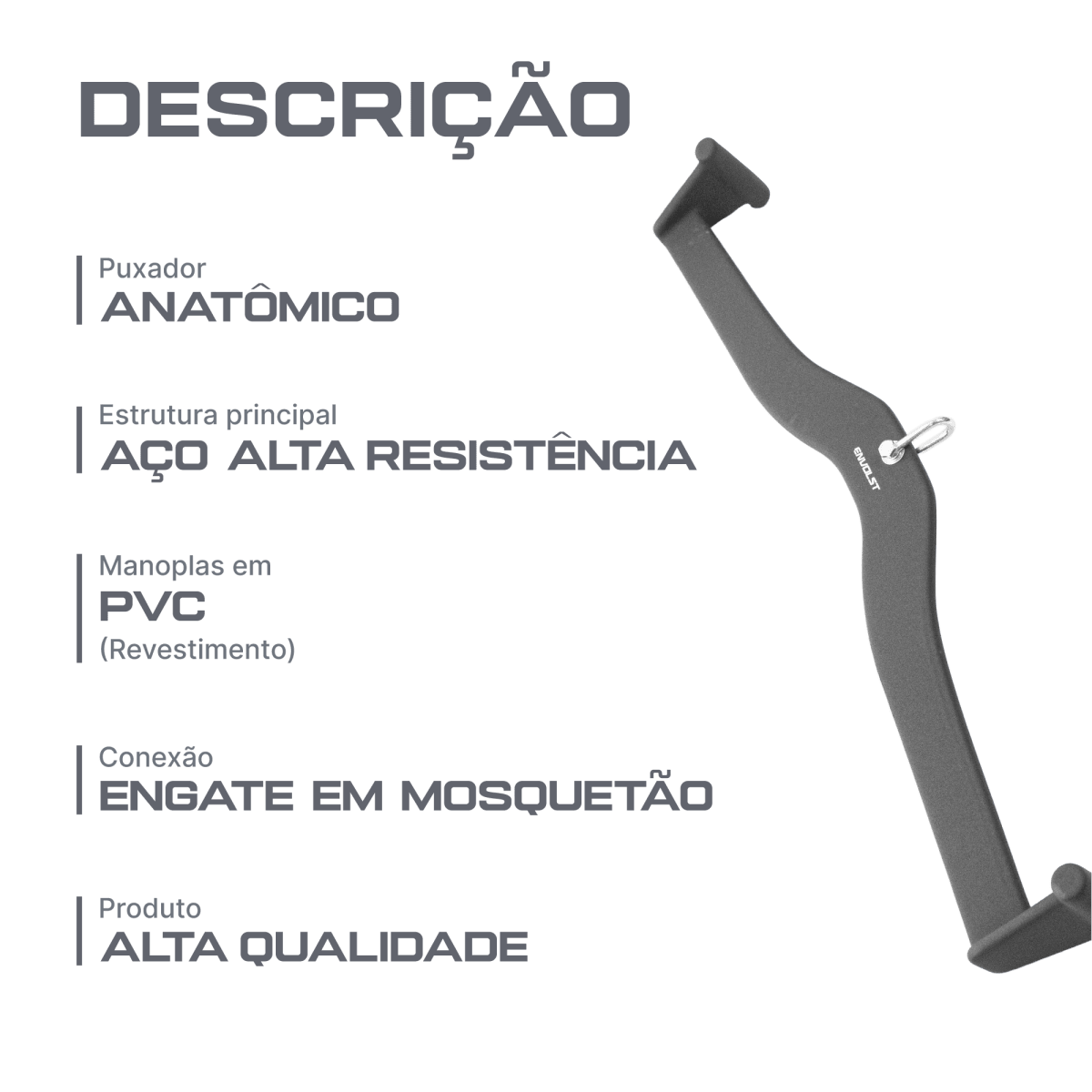 Puxador Anatômico 85cm Emborrachado Envolst
