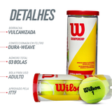 Bolinha/bola de tênis de campo Championship Extra Duty Wilson - tubo com 3 und