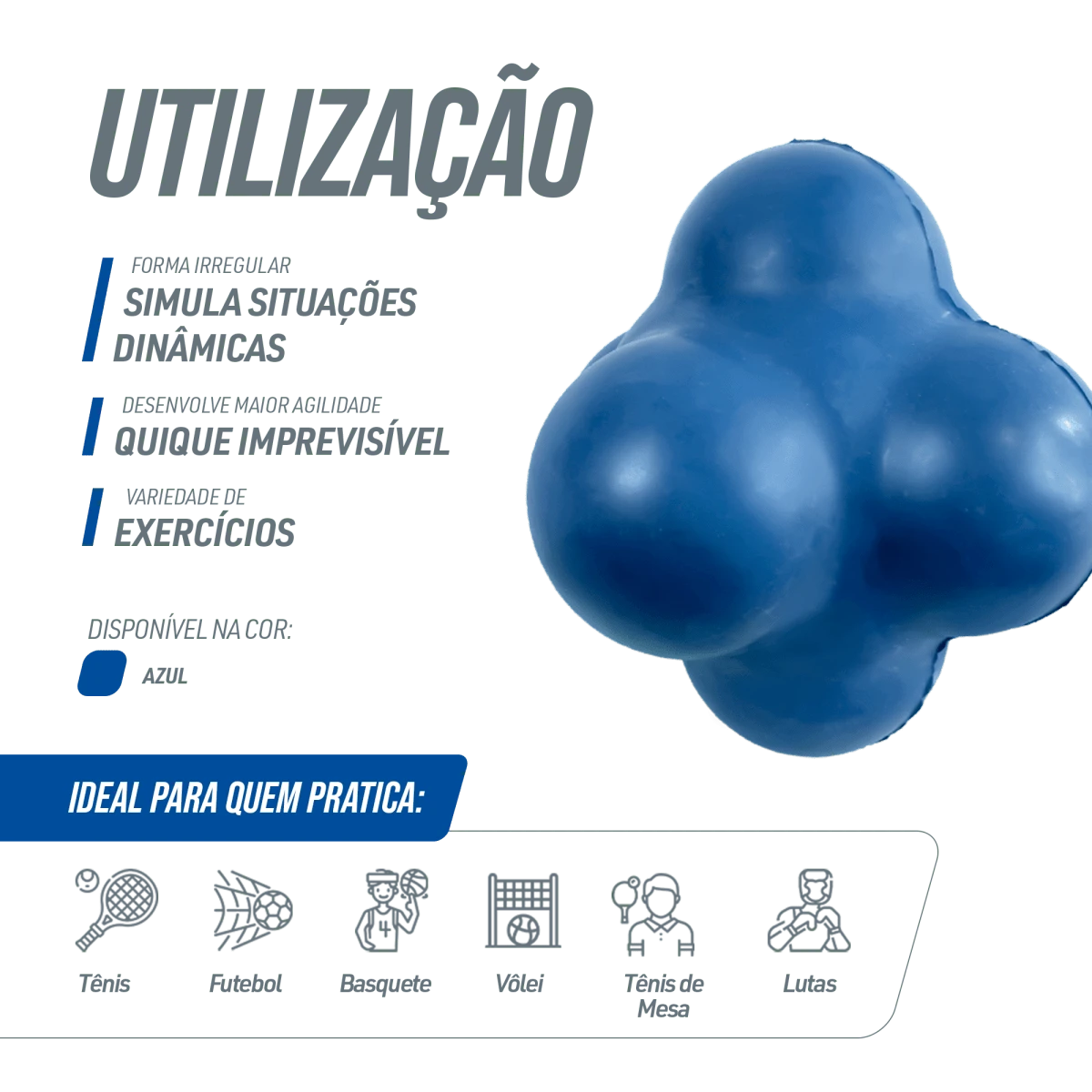 Bola de reação (reaction ball) grande Pista e Campo Cor:Azul