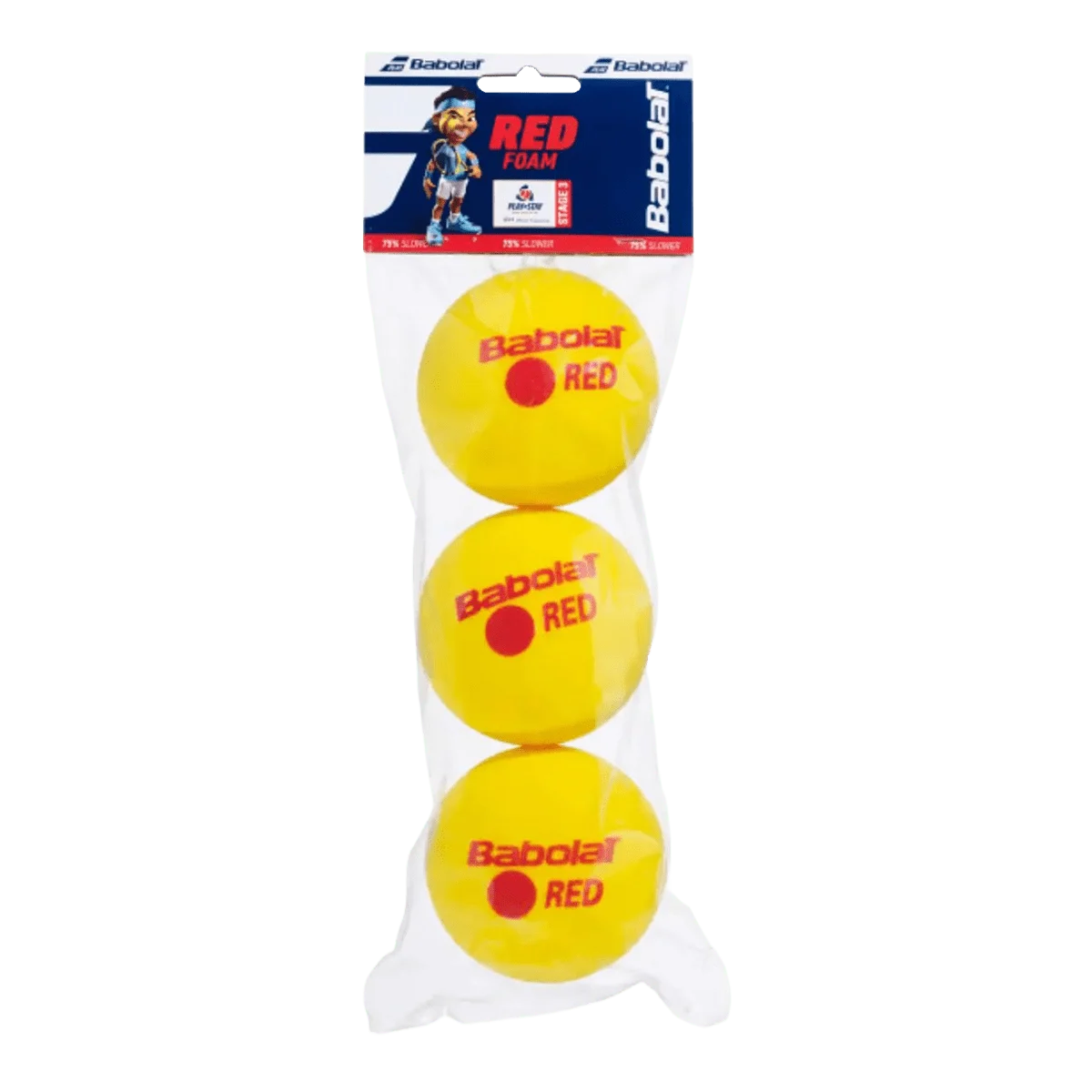Bolinha bola de tênis de campo de espuma iniciantes Babolat Red Foam - pacote com 3 und