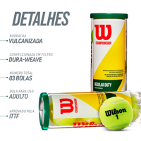 Bolinha/bola de tênis de campo Championship Regular Duty Wilson - tubo com 3 und