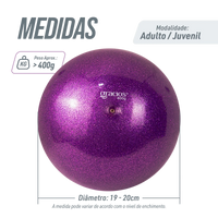 Bola Ginástica Rítmica Oficial 400g Glitter Gracios - Roxo