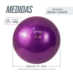 Bola Ginástica Rítmica Oficial 400g Glitter Gracios - Roxo