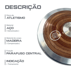 Disco de aço e madeira 3kg Pista e Campo