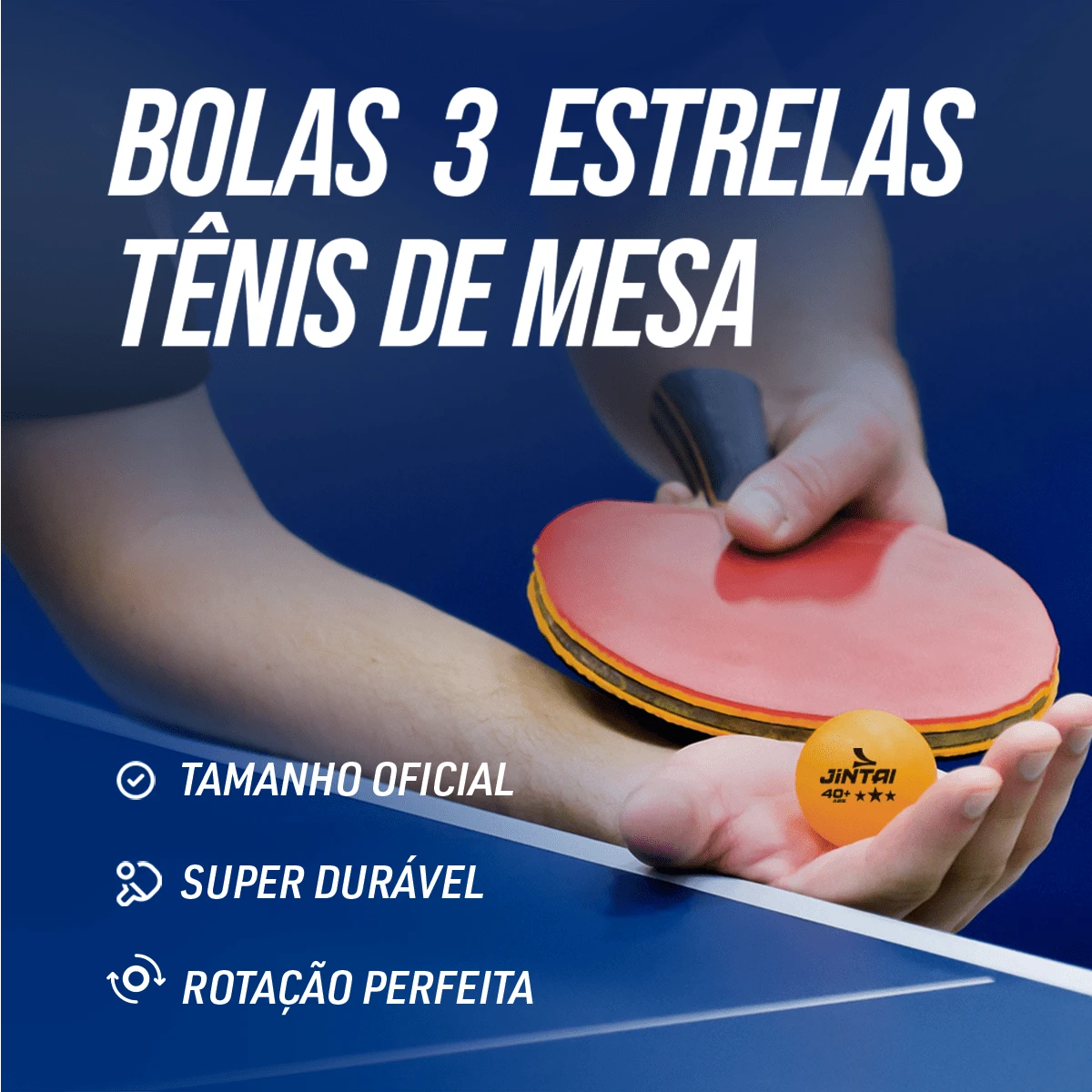 Bolinha de tênis de mesa 3 estrelas Premium Jintai - cnj com 6 und - BRANCA