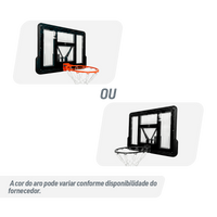 Tabela de basquete de parede quadro transparente de 110x74cm com aro e rede Velden