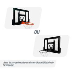 Tabela de basquete de parede quadro transparente de 110x74cm com aro e rede Velden