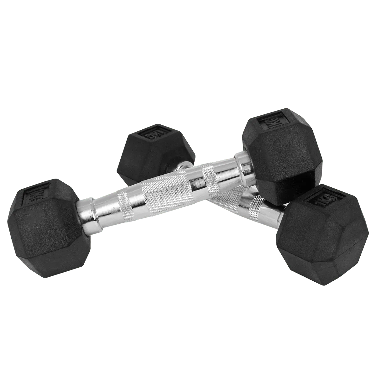 Kit Halteres Sextavados Emborrachados Pegada Cromada Envolst - Pares 1 a 5Kg