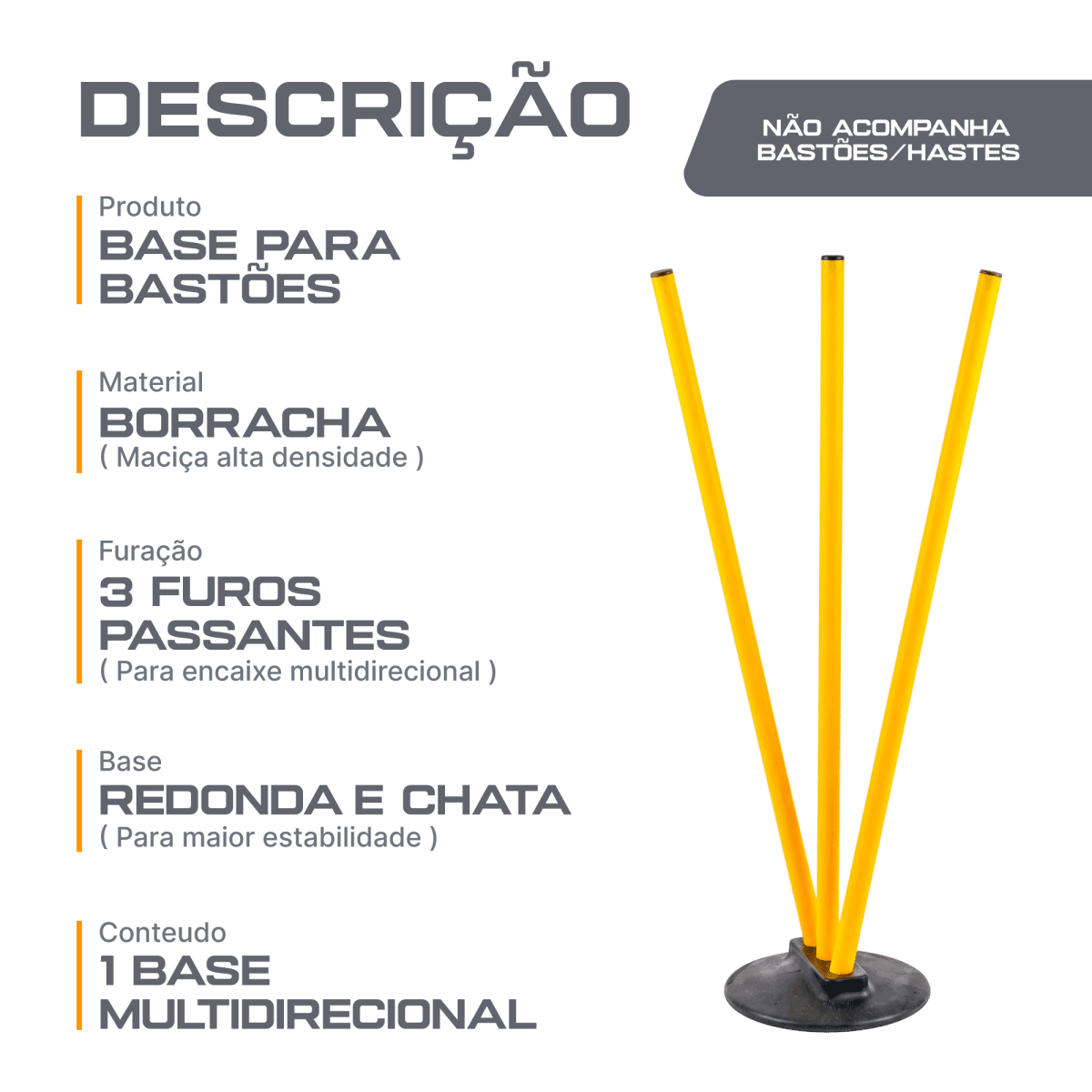 Base de borracha preta multidirecional Velden