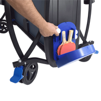 Mesa de tenis de mesa de aco e madeira azul rede e porta itens P8022