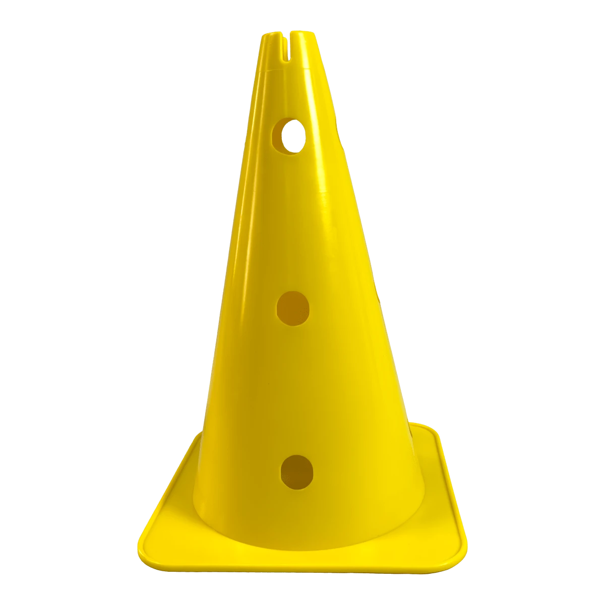 Cone de sinalização 38cm de plástico com furos premium reforçado Pista e Campo - Amarelo