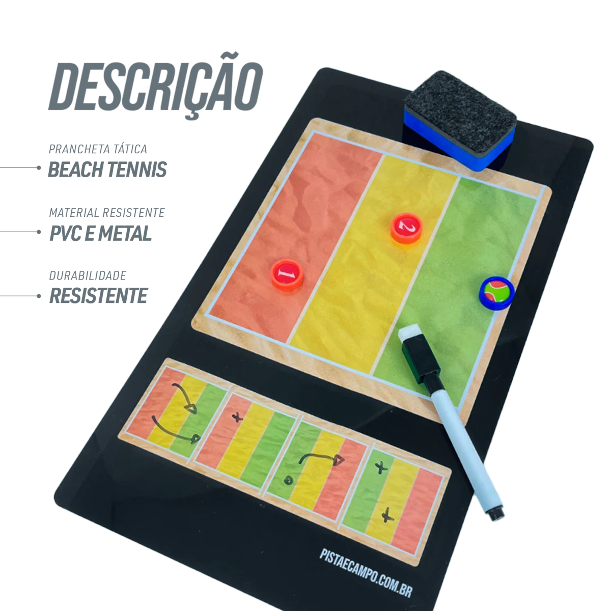 Prancheta tática magnética com caneta para treinamento de esportes de praia Pista e Campo