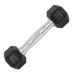 Kit Halteres Sextavados Emborrachados Pegada Cromada Envolst - Pares 1 a 10Kg