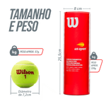 Bolinha/bola de tênis de campo estágio 3 (vermelha 75%) iniciantes Wilson US Open - tubo com 3 und