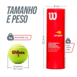 Bolinha/bola de tênis de campo estágio 3 (vermelha 75%) iniciantes Wilson US Open - tubo com 3 und