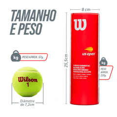 Bolinha/bola de tênis de campo estágio 3 (vermelha 75%) iniciantes Wilson US Open - tubo com 3 und