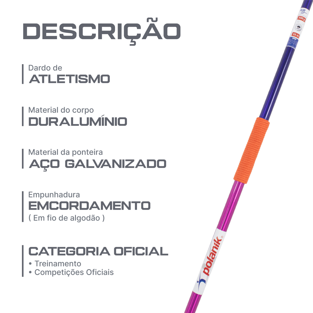 Dardo de duralumínio e aço 500g Air Flyer IAAF Polanik