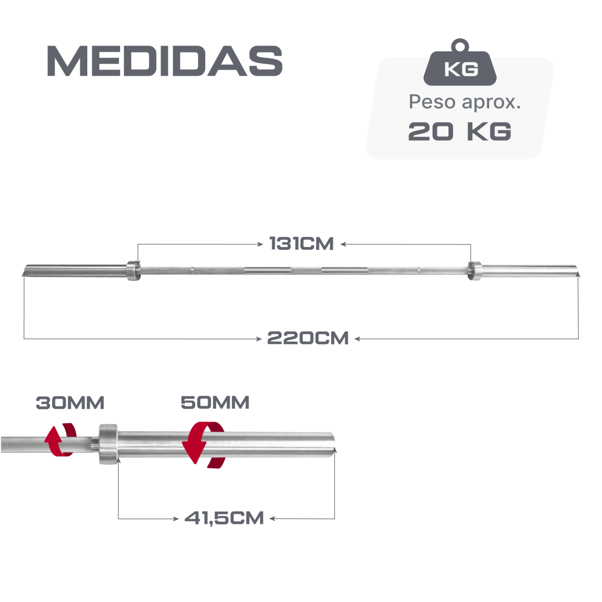 Barra Reta 2,20m Olimpica Hard Cromo Profissional Envolst