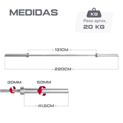 Barra Reta 2,20m Olimpica Hard Cromo Profissional Envolst
