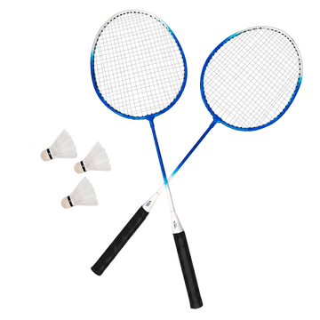 Kit Badminton 2 Raquetes e 3 Volantes de Nylon Loire - Azul e Branco